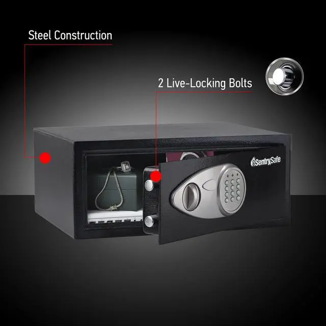 Alt view image 4 of 7 - Shelf Safe with Digital Keypad Lock, Steel Safe with Interior Lining and Bolt Down Kit for Money, Jewelry, 0.78 Cubic Feet, 7.1 x 16.9 x 13.8 Inches, X075