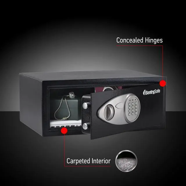 Alt view image 5 of 7 - Shelf Safe with Digital Keypad Lock, Steel Safe with Interior Lining and Bolt Down Kit for Money, Jewelry, 0.78 Cubic Feet, 7.1 x 16.9 x 13.8 Inches, X075