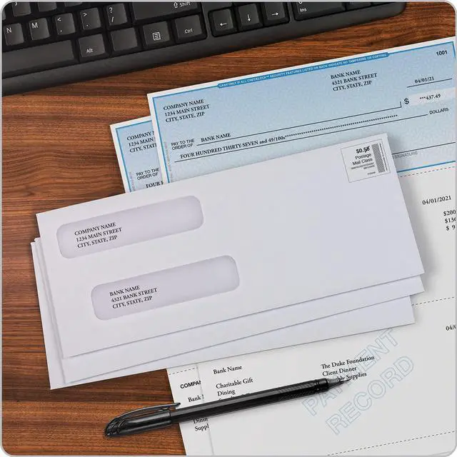 Alt view image 7 of 7 - #8 Double Window Envelopes, Self Seal Security Envelopes for QuickBooks Checks, 3 5/8" x 8 11/16", 24 lb White, 500 per Box (QUA50766) (Pack of 5)