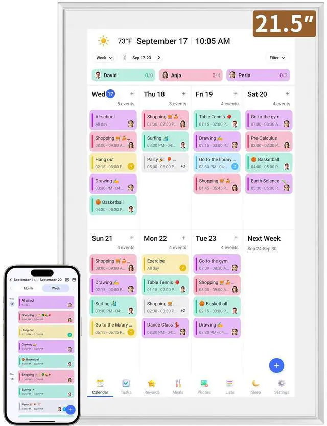 Main image of Smart Digital Calendar: 21.5-Inch Electronic Wall Calendars & Chore Chart, Full HD Interactive Touchscreen Display for Family Schedules Planner,Seamless Scheduling/Organizing-Wall/Desk Mountable