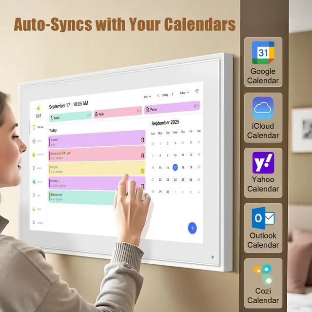 Alt view image 2 of 7 - Smart Digital Calendar: 21.5-Inch Electronic Wall Calendars & Chore Chart, Full HD Interactive Touchscreen Display for Family Schedules Planner,Seamless Scheduling/Organizing-Wall/Desk Mountable