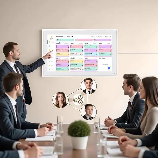 Alt view image 3 of 7 - Smart Digital Calendar: 21.5-Inch Electronic Wall Calendars & Chore Chart, Full HD Interactive Touchscreen Display for Family Schedules Planner,Seamless Scheduling/Organizing-Wall/Desk Mountable
