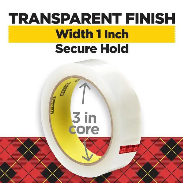 Alt view image 2 of 7 - Transparent Tape, Clear Tape Engineered for Office and Home Use, 3 Inche Core, 1 in x 2592 in, 3 Rolls (Pack of 12)