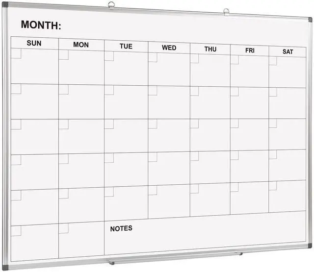 Main image of Magnetic Monthly Calendar Whiteboard, 48 x 36 Inches Wall Planner | Magnetic dry erase monthly calendar, wall mounted, Aluminum Frame, great for scheduling at home, kitchen, office and school