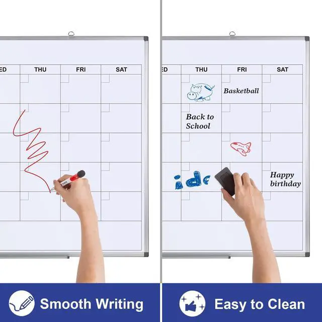 Alt view image 3 of 6 - Magnetic Monthly Calendar Whiteboard, 48 x 36 Inches Wall Planner | Magnetic dry erase monthly calendar, wall mounted, Aluminum Frame, great for scheduling at home, kitchen, office and school