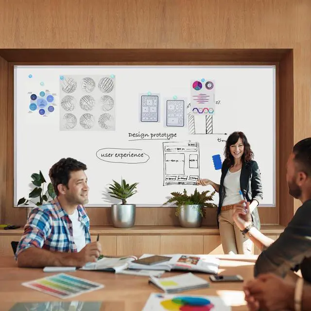 Alt view image 6 of 7 - Large Dry Erase Board 96 x 48 Inch, Magnetic White Board Dry Erase for Wall 8' x 4' Wall-Mounted Aluminum Frame Presentation Marker Board with a Long Pen Tray for Classroom, Office & Home