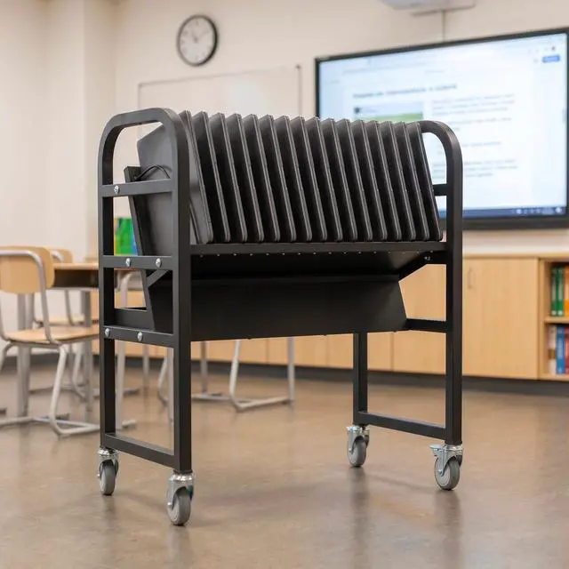 Alt view image 2 of 7 - Black 16-Bay Laptop and Tablet Open Charging Station, CART-LAPC3 | Designed for Chromebooks and More, Mobile Storage Cart, Devices up to 24 inches