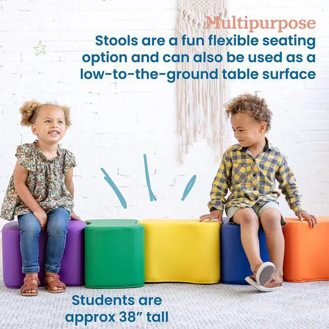 Alt view image 5 of 7 - SoftZone Toddler Modular Stool Set, Flexible Seating, Assorted, 6-Piece