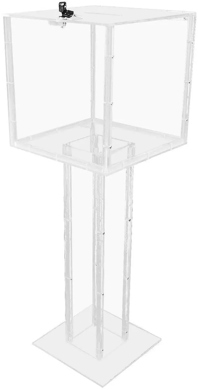 Main image of ® Clear Plexiglass Large Floor Standing Tithing Box Offering Box Ballot Box Church Donation Box 14301