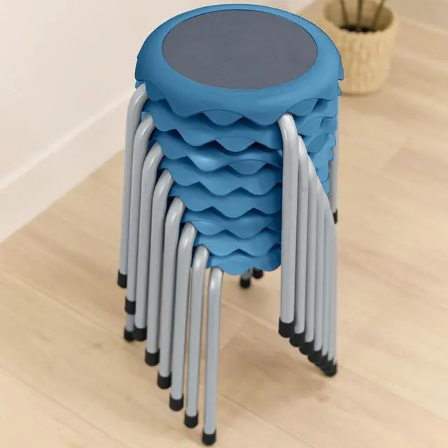 Alt view image 2 of 7 - Stackable Kids Stools, 8-Pack Classroom Chairs, 17 Height, Flexible Seating for School & Home, Blue