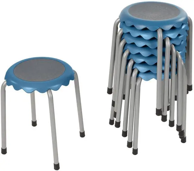 Main image of Stackable Kids Stools, 8-Pack Classroom Chairs, 17 Height, Flexible Seating for School & Home, Blue