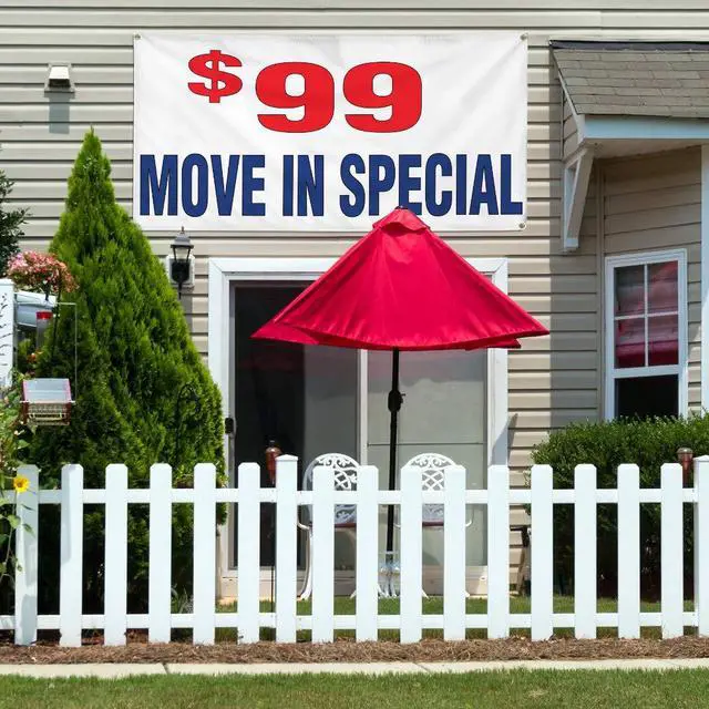 Alt view image 3 of 6 - Vinyl Banner Multiple Sizes $99 Move in Special Red Blue Business Outdoor Weatherproof Industrial Yard Signs 8 Grommets 48x96Inches