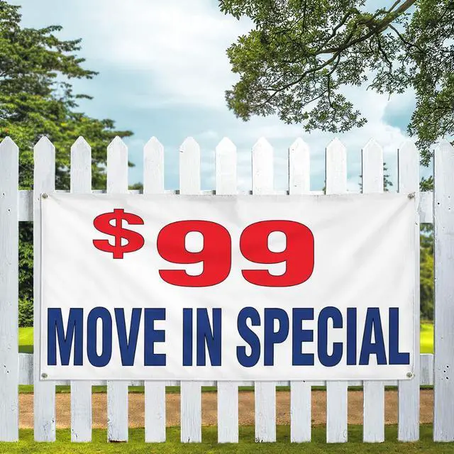 Alt view image 5 of 6 - Vinyl Banner Multiple Sizes $99 Move in Special Red Blue Business Outdoor Weatherproof Industrial Yard Signs 8 Grommets 48x96Inches