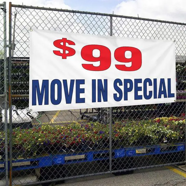 Alt view image 4 of 6 - Vinyl Banner Multiple Sizes $99 Move in Special Red Blue Business Outdoor Weatherproof Industrial Yard Signs 8 Grommets 48x96Inches