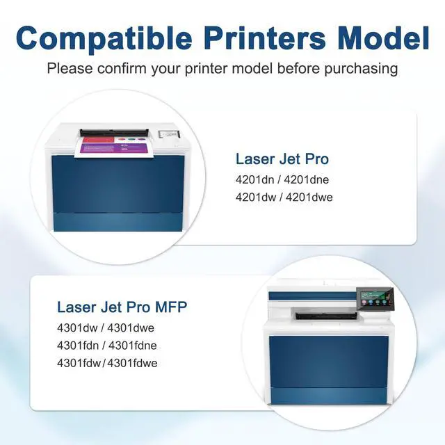 Alt view image 2 of 7 - 210X Toner Cartridges 4 Pack (with Chip) Compatible for HP 210X 210A | Replacement for HP Color Laser Jet Pro MFP 4301fdw 4201dw 4201dn 4301fdn 4301dw Printer (Black/Cyan/Magenta/Yellow)