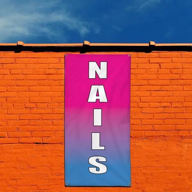 Alt view image 3 of 5 - Vertical Vinyl Banner Multiple Sizes Nails Nail Salon Business Outdoor Weatherproof Industrial Yard Signs 10 Grommets 144x60Inches