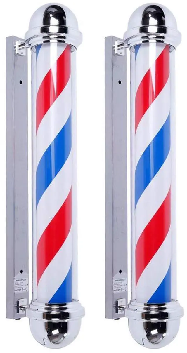 Main image of 2 Packs 36'' LED Barber Pole Light Outdoor Classic Style, Hair Salon Barber Shop Open Sign, Rotating Red White Blue LED Strips
