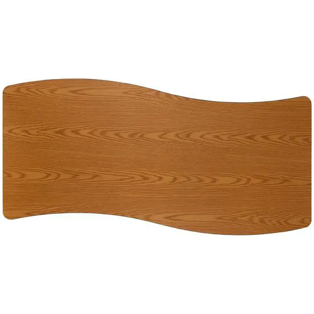 Alt view image 6 of 7 - 26" W x 60" L Rectangular Wave Flexible Collaborative Oak Kids Adjustable Activity Table