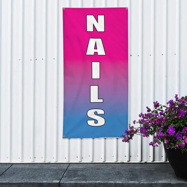 Alt view image 4 of 5 - Vertical Vinyl Banner Multiple Sizes Nails Nail Salon Business Outdoor Weatherproof Industrial Yard Signs 10 Grommets 144x60Inches