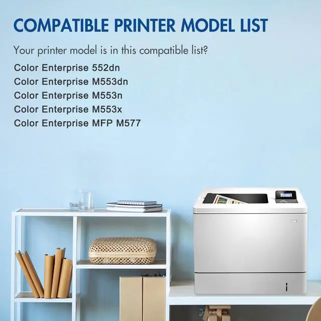 Alt view image 2 of 6 - M553 508A Toner Cartridges 508X High Yield CF360A CF360X New Version 4 Pack | Compatible for HP Color LaserJet Enterprise M553 M552 MFP M577 Series M553dn M552dn M553x M553n Printer