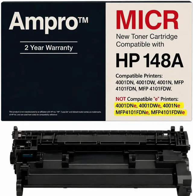 Main image of New Replacement 148A MICR W1480A MICR Works with Laser Printers 4001DN, 4001DW, 4001N; LaserJet Pro MFP 4101FDN, 4101FDW (Prints 3000 Pages)