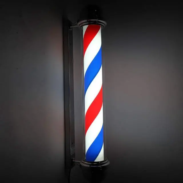 Alt view image 7 of 7 - 2 Packs 36'' LED Barber Pole Light Outdoor Classic Style, Hair Salon Barber Shop Open Sign, Rotating Red White Blue LED Strips