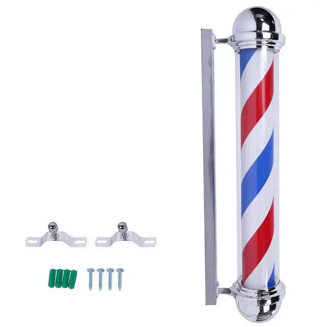 Alt view image 5 of 7 - 2 Packs 36'' LED Barber Pole Light Outdoor Classic Style, Hair Salon Barber Shop Open Sign, Rotating Red White Blue LED Strips