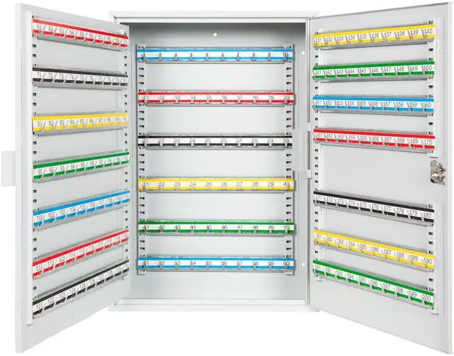 Main image of 200 Position Steel Key Cabinet - Organize and Secure Key Storage Lock Box with Numbered Hooks and Tags for Valets, Hotel, Office, Car Dealerships and More (K200) (Light Grey)