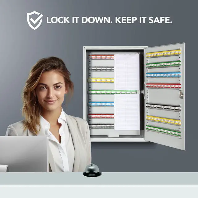 Alt view image 7 of 7 - 200 Position Steel Key Cabinet - Organize and Secure Key Storage Lock Box with Numbered Hooks and Tags for Valets, Hotel, Office, Car Dealerships and More (K200) (Light Grey)