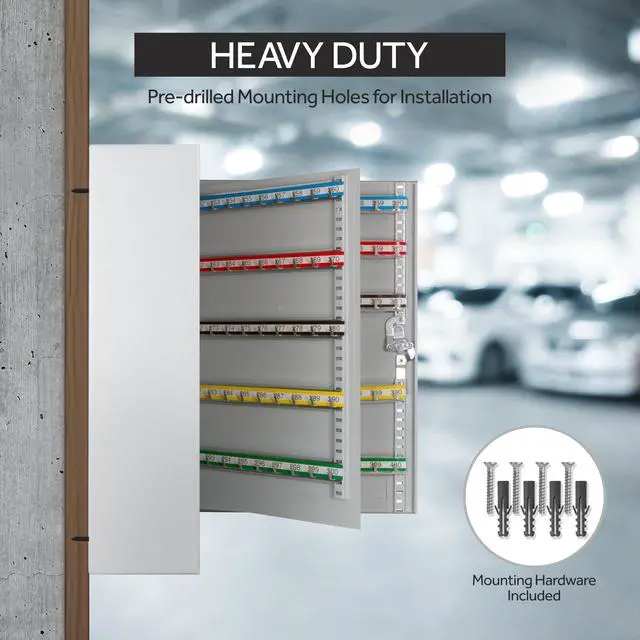 Alt view image 6 of 7 - 400 Position Steel Key Cabinet - Organize and Secure Key Storage Lock Box with Numbered Hooks and Tags for Valets, Hotel, Office, Car Dealerships and More (K400) (Light Grey)