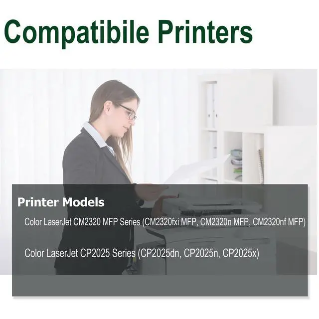 Alt view image 2 of 6 - 304A Toner Cartridges 4-Pack Replacement for HP 304A CP2025 CM2320 | Works with HP Color Laser CP2025,CM2320fxi MFP,CM2320nf MFP,CM2320n MFP; CP2025dn,CP2025n Printers Black,Cyan,Magenta,Yellow