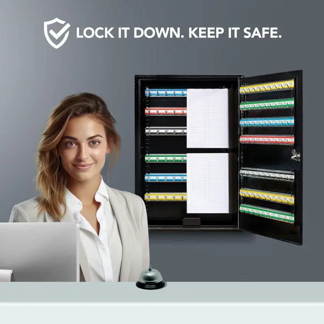 Alt view image 7 of 7 - 200 Position Steel Key Cabinet - Organize and Secure Key Storage Lock Box with Numbered Hooks and Tags for Valets, Hotel, Office, Car Dealerships and More (K200) (Black)