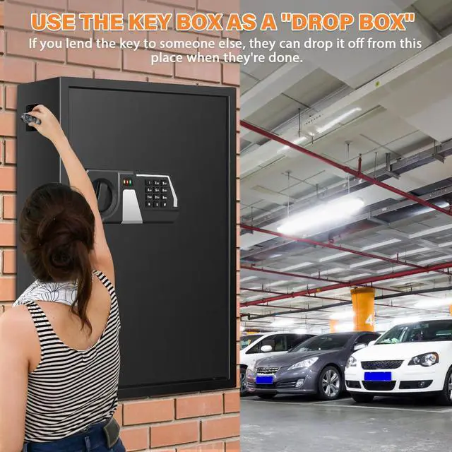 Alt view image 5 of 7 - 71 Keys Fireproof Key Lock Box, Anti-Theft Key Box Wall Mount with Adjustable Hook Plates, Key Tags and Side Opening, Key Safe Key Cabinet Key Organizer for Home Office Garage Rental Business