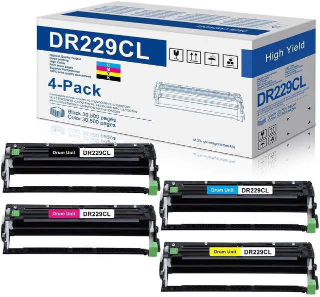 Main image of DR229CL Drum Unit 4-Pack Replacement for Brother DR229 TN229 DR-229CL Drum Unit Works with MFC-L3780CDW MFC-L3720CDW HL-L3220CDW HL-L3280CDW Printer (Not Toner)