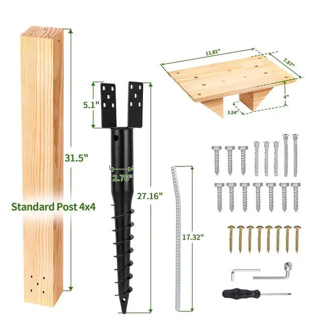 Alt view image 6 of 7 - Little Library Mount, Waterproof 4x4x31.5" Wood Post, Post Bracket, No-Dig Ground Anchor, Easy Installation for Outdoor Use, Ideal for Community Sharing, Support All Sizes of Little Libraries