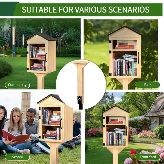Alt view image 5 of 7 - Little Library Mount, Waterproof 4x4x31.5" Wood Post, Post Bracket, No-Dig Ground Anchor, Easy Installation for Outdoor Use, Ideal for Community Sharing, Support All Sizes of Little Libraries