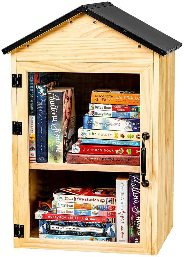 Main image of Little Library Box Outdoor, 2-Tier Waterproof Book Exchange Cabinet Solid Wood with Adjustable Shelves, Rust-Resistant Hardware for Community, Schools and Neighborhoods to Promote Reading & Sharing