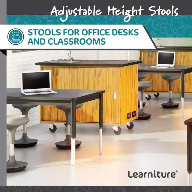 Alt view image 6 of 7 - Adjustable Height Active Learning Stool for Office Desks and Classrooms, Foam-Padded Backless Wobble Stool with Rocking Motion, Black