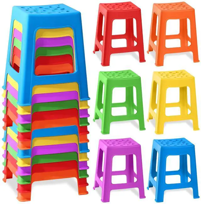 Main image of 12 Pack Stackable Classroom Stools Plastic Nesting Round Colorful Indoor/Outdoor Flexible Seating Decorative Chairs for Home Office School Classroom