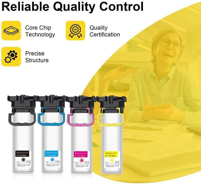 Alt view image 2 of 6 - Remanufactured R02L Ink Cartridge R02L120 R02L220 R02L320 R02L420 R02 Compatible with Workforce Pro ET-8700 ET 8700 ET8700 (4 Pack,BK/C/M/Y)