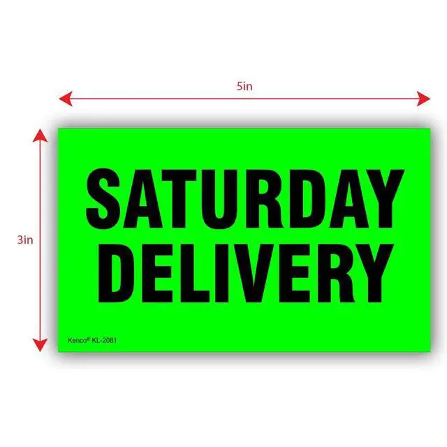 Alt view image 3 of 5 - 3" X 5" Saturday Delivery Fluorescent Shipping Label Stickers for Shipping and Packing - 500 Labels Per Roll (10 Pack)