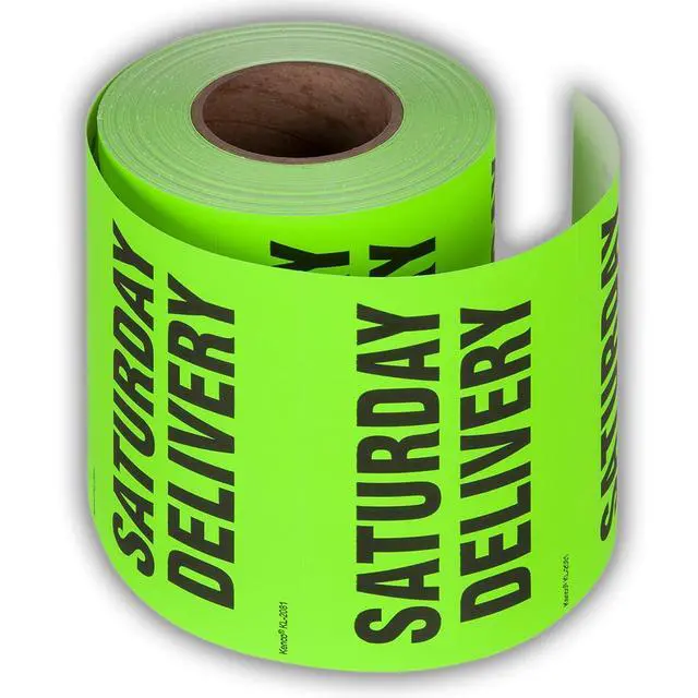 Alt view image 2 of 5 - 3" X 5" Saturday Delivery Fluorescent Shipping Label Stickers for Shipping and Packing - 500 Labels Per Roll (10 Pack)