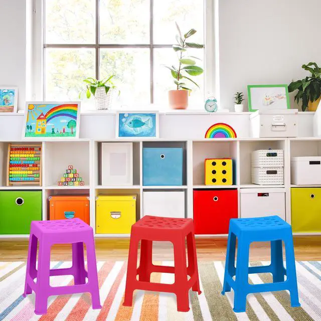 Alt view image 2 of 7 - 12 Pack Stackable Classroom Stools Plastic Nesting Round Colorful Indoor/Outdoor Flexible Seating Decorative Chairs for Home Office School Classroom