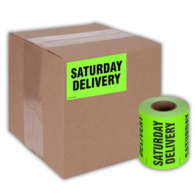 Alt view image 5 of 5 - 3" X 5" Saturday Delivery Fluorescent Shipping Label Stickers for Shipping and Packing - 500 Labels Per Roll (10 Pack)