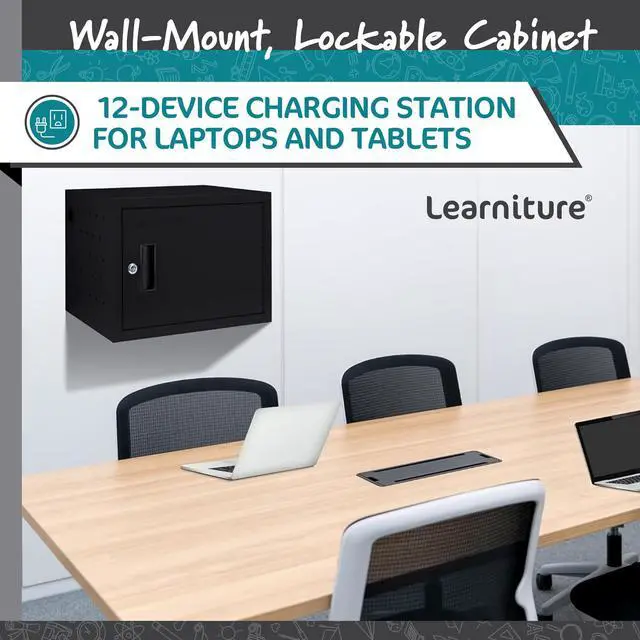 Alt view image 2 of 7 - Structure Series 12-Device Charging Station for Laptops and Tablets, Wall-Mount Lockable Charging Cabinet for 12 Tablets/Chromebooks, Black