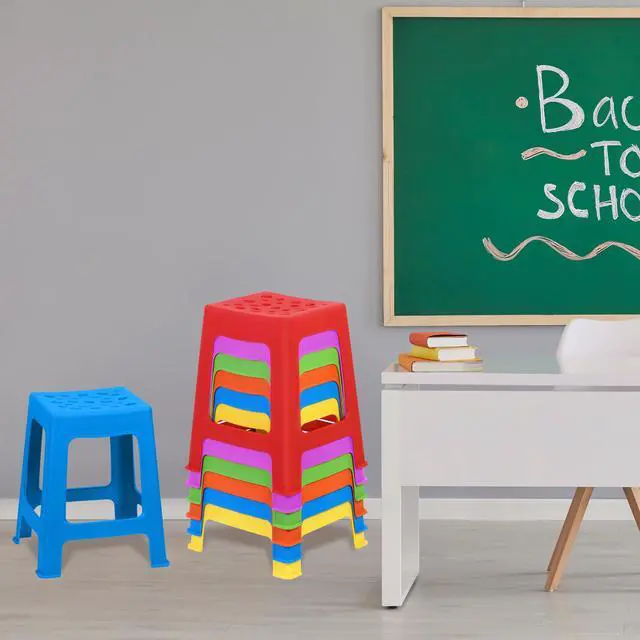Alt view image 7 of 7 - 12 Pack Stackable Classroom Stools Plastic Nesting Round Colorful Indoor/Outdoor Flexible Seating Decorative Chairs for Home Office School Classroom