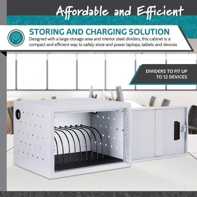 Alt view image 3 of 7 - Structure Series 12-Device Charging Station for Laptops and Tablets, Wall-Mount Lockable Charging Cabinet for 12 Tablets/Chromebooks, Black