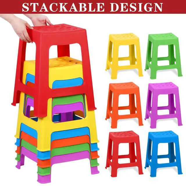 Alt view image 5 of 7 - 12 Pack Stackable Classroom Stools Plastic Nesting Round Colorful Indoor/Outdoor Flexible Seating Decorative Chairs for Home Office School Classroom