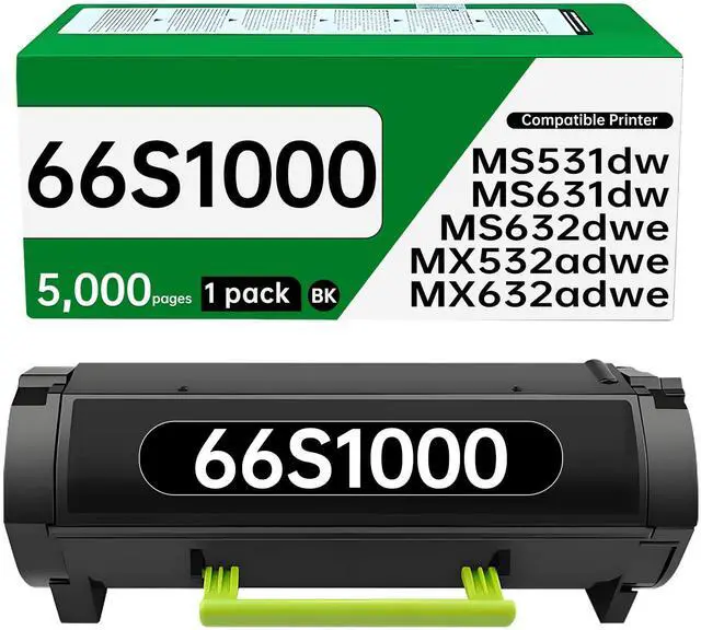 Main image of 66S1000 MS531 MX532 Toner Cartridges High Yield (with Chip) Compatible with Lexmark 66S1000 66S1H00 Toner Cartridge for MS531dw MS631dw MS632dwe MX532adwe MX632adwe Printer (5000 Pages,Black)