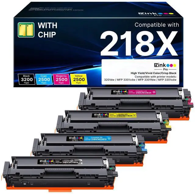 Main image of Compatible HP 218X Toner Cartridges 4 Pack with Chip for HP Color LaserJet pro MFP 3301fdw 3301sdw Compatible for 218X 218 218A Toner for LaserJet pro MFP 3301fdw 3301sdw 3301cdw 3201dw W2180X
